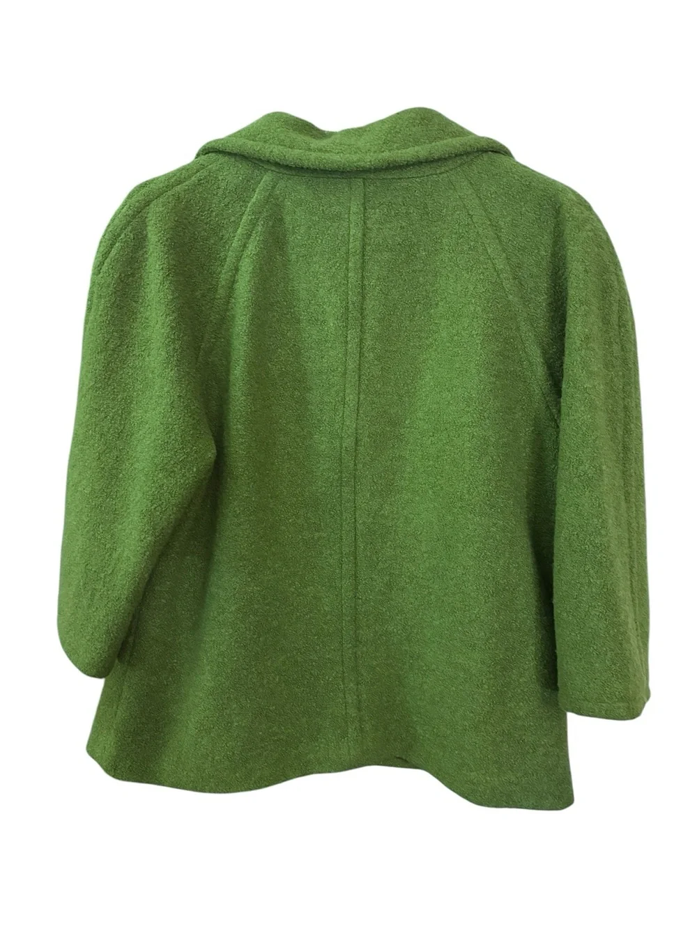 Spense Green Wool-Blend Cropped Pea Coat | Size M